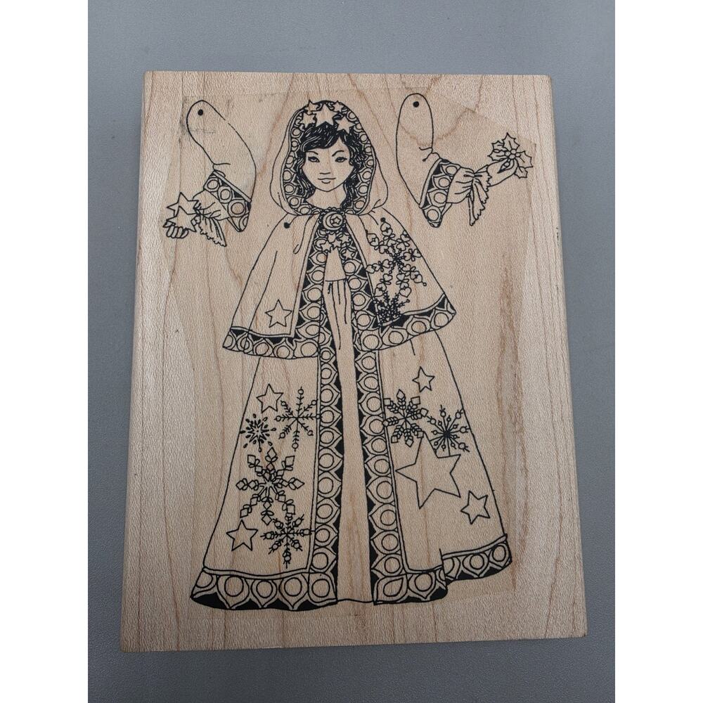 Vintage Winter Fairy Dancing Doll Wood Mounted Rubber Stamp Limited Edition 1999